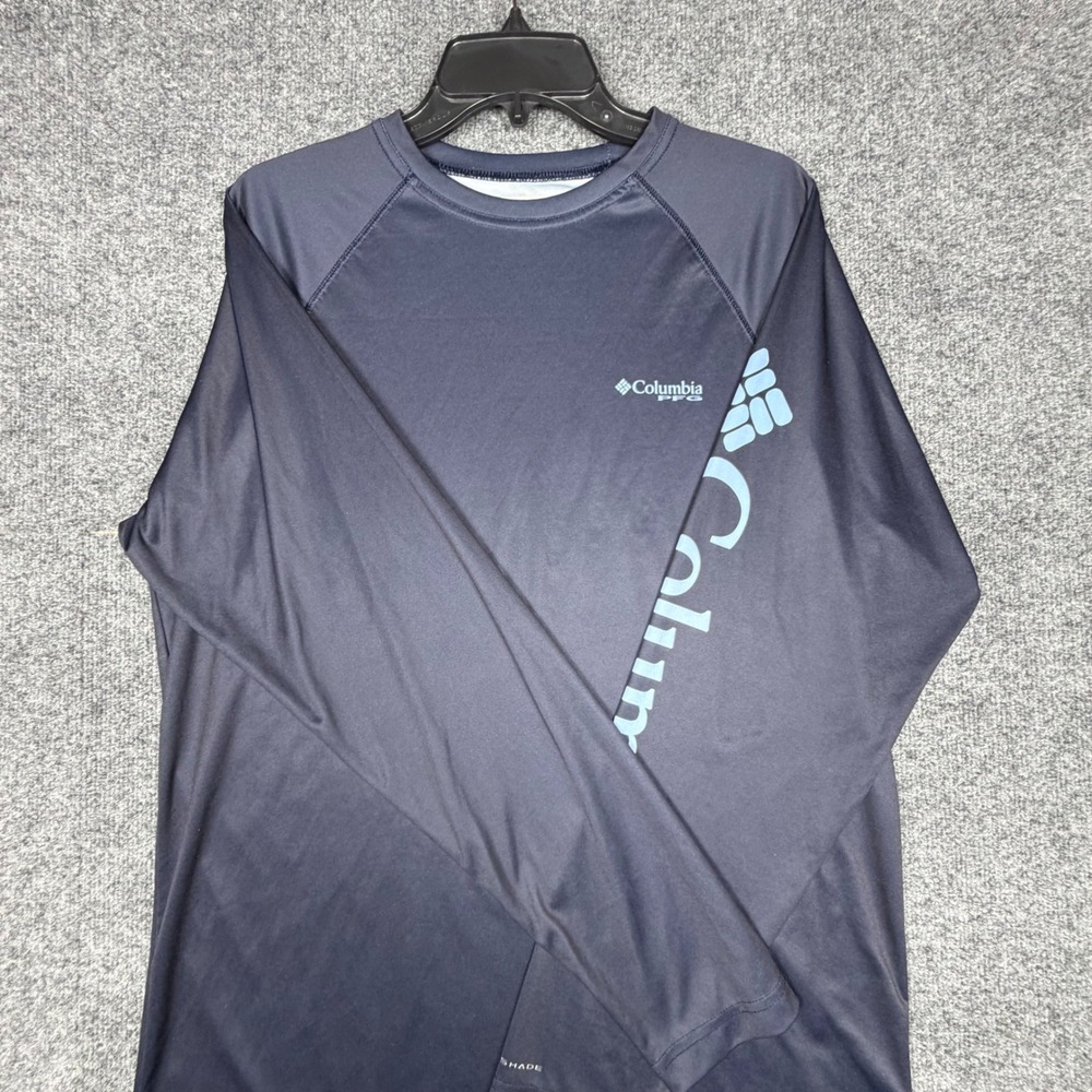 Columbia PFG Mens Terminal Tackle Long Sleeve Fishing Shirt Blue Flag Medium
